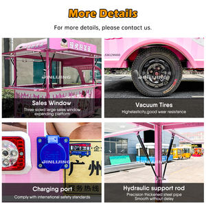 JINLIJING Remorque à café à 3 roues, bar mobile, tuk-tuk, camion de nourriture, barbecue rose, moto, tricycle électrique, chariot de nourriture - Product Image 4