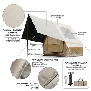 6.3 Square Meters Inflatable Camping <b>Tent</b> With Large Skylight and <b>Canopy</b> Single Open Door Design AFT630-D Fast Inflatable Setup - Product Image 4