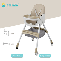 Chaise haute ergonomique multifonctionnelle Clafbebe à 4 modes, en plastique, convertible en chaise de repas, base coulissante, table de jeu pour enfants