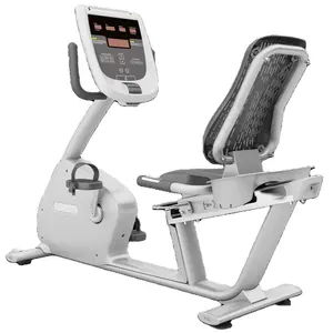 Mesin Fitness Gym Komersial, alat kontrol magnetik kardio latihan Horizontal sepeda Recumbent