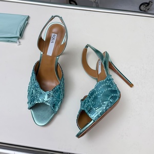 Sandalias Casuales de Moda Europea y Americana 2026 con Diseño de Escamas de Sirena, Punta Puntiaguda, Tacón de Aguja, Zapatos de <span class=keywords><strong>Mujer</strong></span> con Suela de Cuero Genuino - Product Image 3