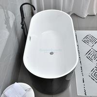 Baignoire autoportante en acrylique noir et blanc pour salle de bain intérieure d'hôtel au design moderne, baignoire profonde pour la vente