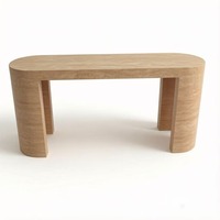 Console moderne en travertin beige clair, table console en pierre naturelle, table d'entrée en marbre beige pour la maison