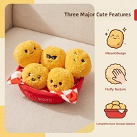 Lot de 5 Peluches amusantes en forme de poulet, avec expressions de dessin animé, pour le soutien émotionnel, avec panier, cadeau créatif en peluche sur le thème de la nourriture
