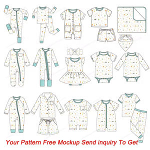 2 件婴儿连体衣新生儿婴儿衣服男童女童婴儿连体衣套装定制徽标印花 100% 棉按扣针织睡衣 - Product Image 5