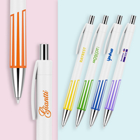 Stylo Gel Rétractable en Plastique à Bande Colorée, Encre Bleue 1,0 mm, Stylo de Bureau Professionnel, Logo Personnalisé, Vente en Gros