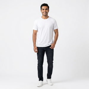 T-shirt homme à manches courtes en coton pur 190g, avec logo personnalisé brodé ou imprimé, collection été 2026 - Product Image 1