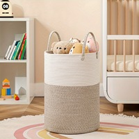 Panier à linge en corde de coton pas cher, pliable, avec poignées renforcées, lavable en machine, organiseur pour jouets et serviettes