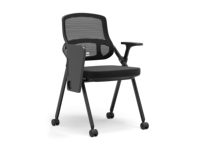Chaise de formation directe usine en stock avec tablette d'écriture, chaise de réunion mobile à dossier rabattable pour personnel