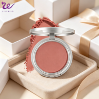 Fard à joues compact personnalisé, imperméable, en gros, étui argenté, marque privée, végétalien, haute pigmentation, fini naturel, pour le visage