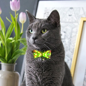 Kerah kucing Natal dengan dasi kupu-kupu menyala merah hijau kerah kucing untuk anjing kecil anak perempuan anak laki-laki dengan liontin lucu untuk berdandan hewan peliharaan - Product Image 2