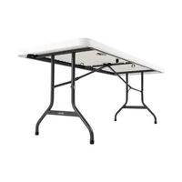 Table de salle à manger pliante rectangulaire en plastique HDPE blanc léger de 6 pieds, avec pieds en métal, idéale pour la maison, le bar, la chambre, l'entrée - Vente en gros à prix abordable