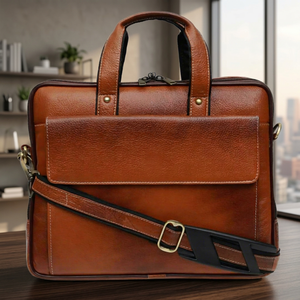 Sac à main pour ordinateur portable en cuir véritable vintage 100 % imperméable B.S INTERNATIONAL modèle BTR560, pour homme, porte-documents de bureau - Product Image 2