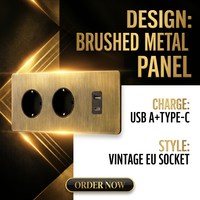 Prises murales Niva, norme européenne, pour hôtel, maison, panneau en acier inoxydable vintage