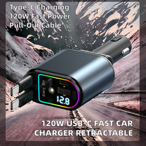 สายชาร์จเร็วแบบพับเก็บได้ 4 in 1 JEDI 120W USB-C PD สำหรับ<span class=keywords><strong>มือ</strong></span>ถือ พร้อมอะแ<span class=keywords><strong>ด</strong></span>ปเตอ<span class=keywords><strong>ร์</strong></span>ในรถยนต์ ช่องเสียบ USB 2 ช่อง และไฟ Star Light - Product Image 2