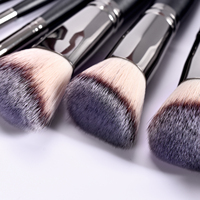 Daily Queen & Mor-phe 15 pièces Pinceaux de maquillage en bois noir Nano Hair avec manche en bois, qualité supérieure et sensation luxueuse, logo personnalisé