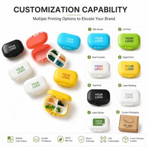 Portapillole Rotondo a 4 Scomparti Macaron, Organizzatore Portatile da Viaggio per Medicinali, Mini Contenitore per Vitamine OEM - Product Image 4