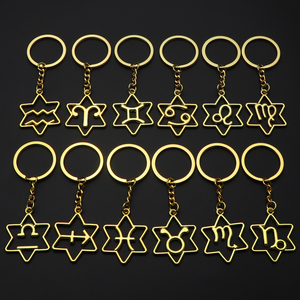 Wholesale Copper 12 Constellations logo Keychain/Keyring Hollow-carved Design 12 Constellations Pendant <strong>Gift</strong> for Birsday <strong>Gifts</strong> - Product Image 1