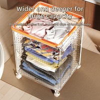 Panier à linge pliable ventilé avec roulettes, panier de rangement pour vêtements sales pliable