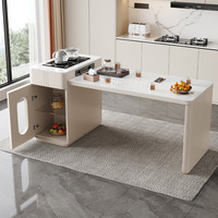 Table de salle à manger îlot de style crème pour salon, table à thé intégrée, îlot rétractable en ardoise, idéale pour la maison et les petits appartements