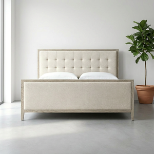 Lit plateforme rembourré en bois avec rangement, cadre de lit moderne en tissu lin capitonné avec tête et pied de lit pour les designers d'intérieur - Product Image 6
