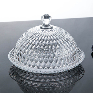 Alzata <span class=keywords><strong>per</strong></span> Torte <span class=keywords><strong>in</strong></span> <span class=keywords><strong>Vetro</strong></span> Trasparente Testurizzato con Coperchio a Cupola, Vassoio Antipolvere Riutilizzabile <span class=keywords><strong>per</strong></span> Esposizione di Dessert, Frutta e Alimenti - Product Image 5
