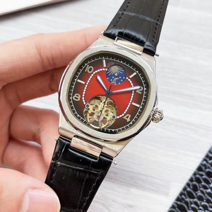 Reloj de Pulsera de Cuero con Movimiento Mecánico Automático de Alta Calidad, Esfera de Cristal de Zafiro, Resistencia al Agua de 30 bar, Estilo Ejecutivo Simple - Product Image 3