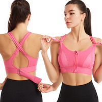 Soutien-gorge de sport grande taille pour femme, à haute élasticité, respirant, à maintien élevé, avec bretelles et soutien dorsal, fermeture éclair avant