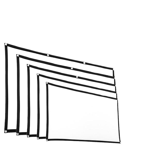 Portable Foldable Matte White Projector Screen Curtain 60/72/84/100/120/150 Inch 16:9 HD Wall-Mounted Home Use