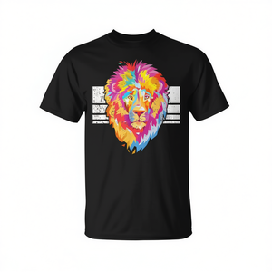 T-Shirt con Ritratto di Leone Colorato, Unisex, Taglia M, Abbigliamento Promozionale - Product Image 2