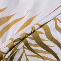 AOYATEX Parure de Lit Tendance Douce et Confortable Housse de Couette en Polyester Imprimé Feuille Dorée 3D HD Numérique
