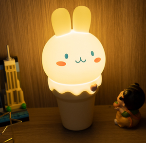 Cute Ice cream rabbit design Silicone Night Lamp Kids Animal Kawaii Colorful USB Rechargeable <b>Sleep</b> Silicone Night <b>Light</b> - Product Image 4