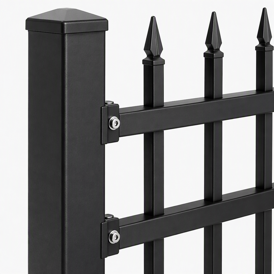 22 No Powder Ornamental Steel Fence Panel Galvanized Matte Black Powder Coated ...