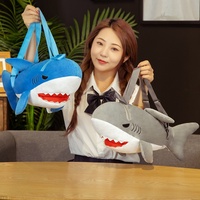 Sac à dos en peluche requin JUSTQUNSEEN pour enfants, en polyester, design unisexe, rembourré en coton PP, jouets brodés pour enfants