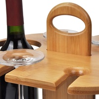Organisateur de vin support en bambou comptoir affichage de table porte-bouteille de vin porte-gobelet en verre avec poignée