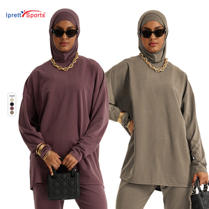 Muslimische Frauen 3-teiliges Set Langarm Tops Elegante Robe Bluse Modest Sportswear Hosen Active wear Worship Kleid Frauen Kleidung - Product Image 2