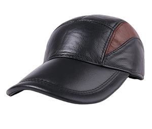 A020701 Gorra de Béisbol de Cuero Vacuno Genuino para Hombre, Estilo Informal, Transpirable e Impermeable, Gorra Cálida de Invierno para Uso en Exteriores y Negocios - Product Image 1