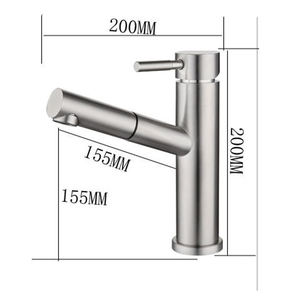 Grifo extraíble monomando para lavabo de acero inoxidable 304, acabado níquel cepillado, para agua fría y caliente, venta al por mayor de fábrica - Product Image 6