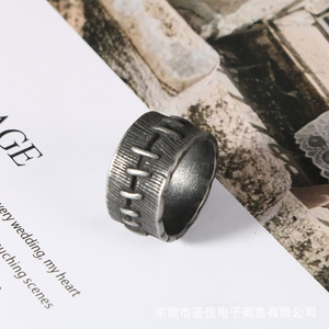 Stainless Steel Retro Men's <b>Ring</b> SA1222 Patchwork Design Geometric Pattern Gift Jewelry - Product Image 5