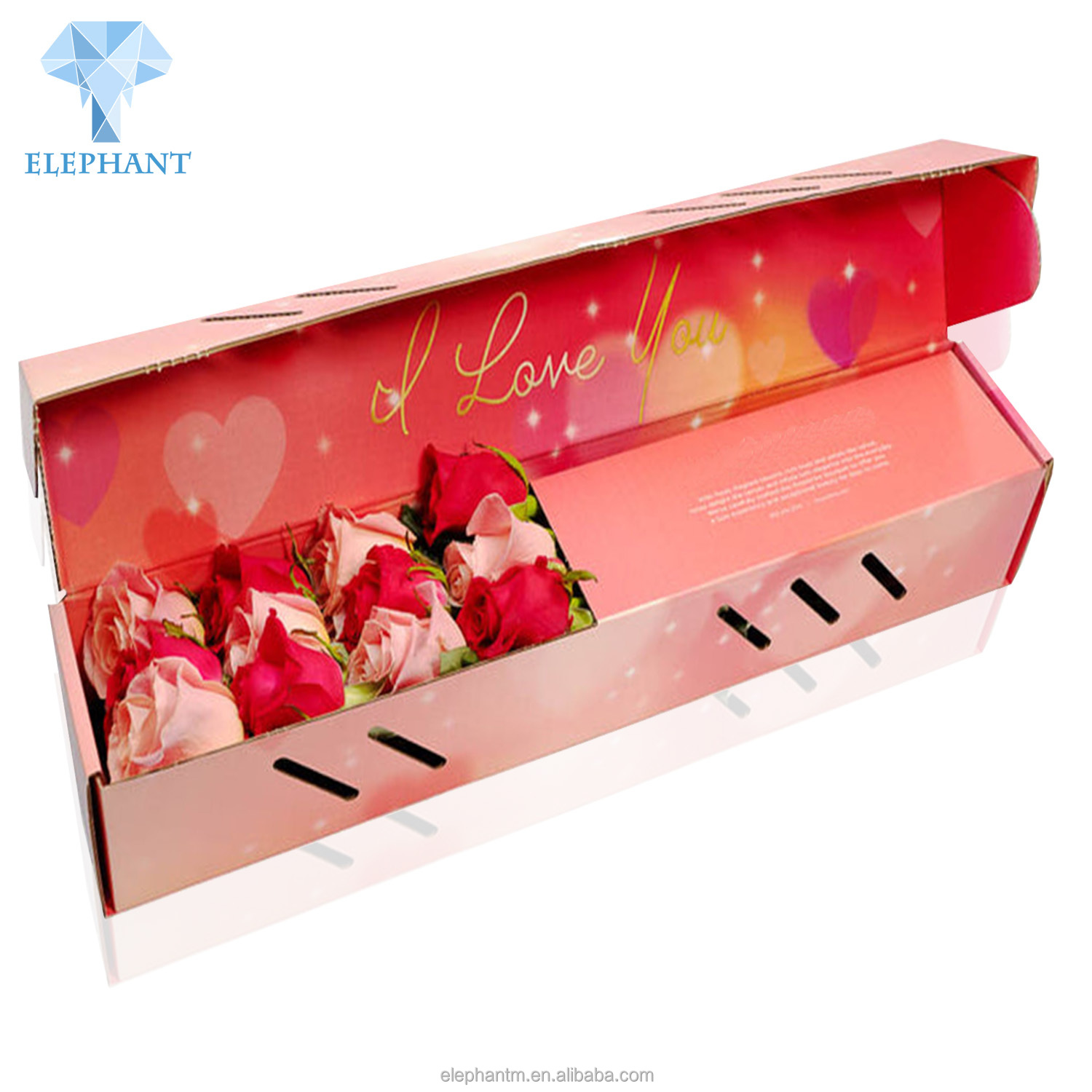 Custom Folding Long Roses Flower Gift Box Set Insert Paper Box For Packaging