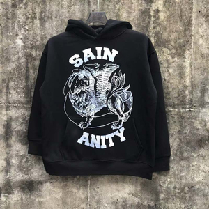 Tendance Top Qualité Saints Vanity Heavyweight 100% Coton À Capuche Imprimer Personnalisé Surdimensionné Larmes Streetwear pour Hommes Hoodies - Product Image 5