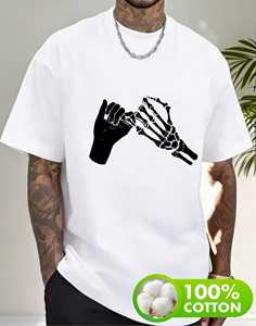 เสื้อยืดพิมพ์ลาย Skulls Promise สำหรับทุกเพศ ผ้าฝ้ายเนื้อนุ่ม สวมใส่สบาย ทรงพอดีตัว แขนสั้น คอกลม ลำลอง ผ้าเจอร์ซีย์ถัก ความยาวปกติ - Product Image 3