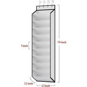 10 Tiers White Over Door <b>Shoe</b> Organizer Storage, Hanging <b>Shoe</b> <b>Holder</b> for Door with Large Deep Pockets - Product Image 3