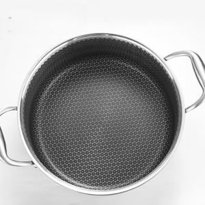 Marmite à soupe en acier inoxydable écologique antiadhésive à induction et à gaz, avec couvercle, à motif nid d'abeille, vente chaude - Product Image 3