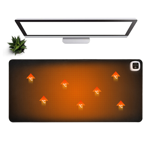 Waterproof Leather Heating Desk Pad Mouse Mat with Radiation Protection and Wrist Rest for Office Home