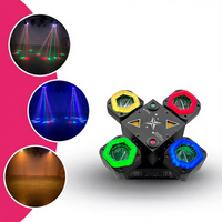 Mini projecteur de scène à 4 bras mobiles 80W, faisceau laser RGBW, bande lumineuse stroboscopique rouge vert, activé par le son, DMX512, pour KTV, bar, discothèque, fête