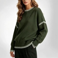 Nouveau pull décontracté ample à col rond et coutures contrastées, style coréen, pour femme, collection automne/hiver 2026