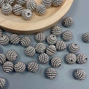 10mm Silver Textured <b>Beads</b> ABS Scattered <b>Beads</b> For Jewelry Making DIY Craft Supplies - Product Image 1