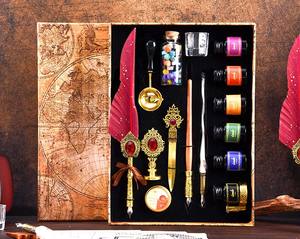 LISI Set de marqueurs d'art <span class=keywords><strong>Plume</strong></span> et 6 bouteilles d'encre Enveloppe de stylo à tremper en verre pour la <span class=keywords><strong>calligraphie</strong></span> - Product Image 5