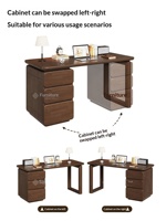 Bureau en bois massif de style médiéval classique avec étagère intégrée et tiroirs pour la maison/le bureau - Bureau d'ordinateur/d'écriture/d'étude Chine